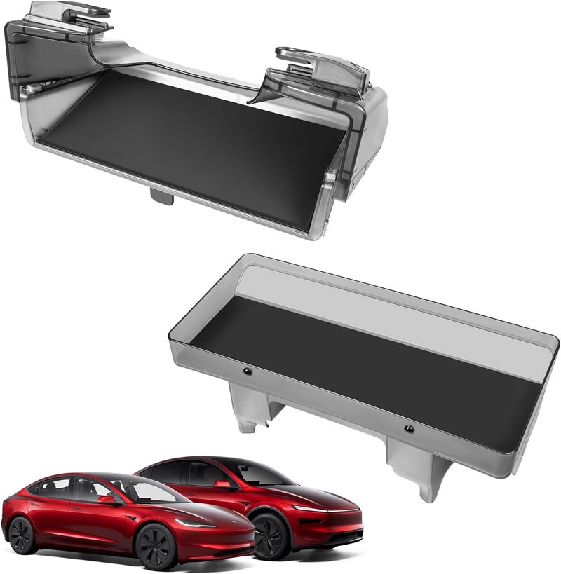 KUNIST Under Screen Storage Organizer for 2026 New Model Y Juniper,[Retractable & Tool-Free] Under Screen Storage Box with Behind Screen Tissue Holder Compatible with Tesla 2025-2026 Model Y Juniper - Image 1